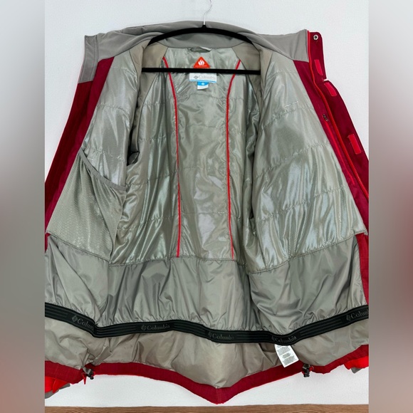 Men’s Columbia Red Burgundy Winter Jacket Omni-Heat Sz L No Hood Tons of Pockets - Picture 12 of 15